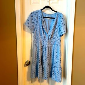 Anthropologie, Somerset Mini Dress, Eyelet Edition, Light blue, Size Large